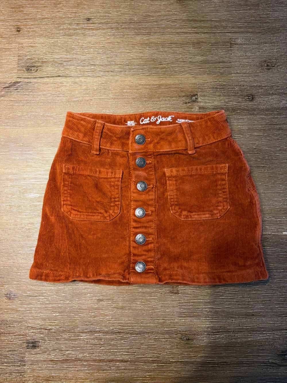 Cat & Jack Orange Corduroy XS (4-5) Girls Skirt - super stretch/adjustable